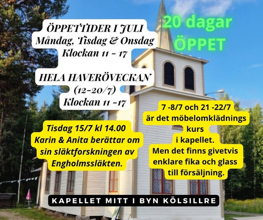 Sommarbutiken i Kölsillre Öppen Måndag - Tisdag - Onsdag och ALLA dagar 12 - 20 Juli.