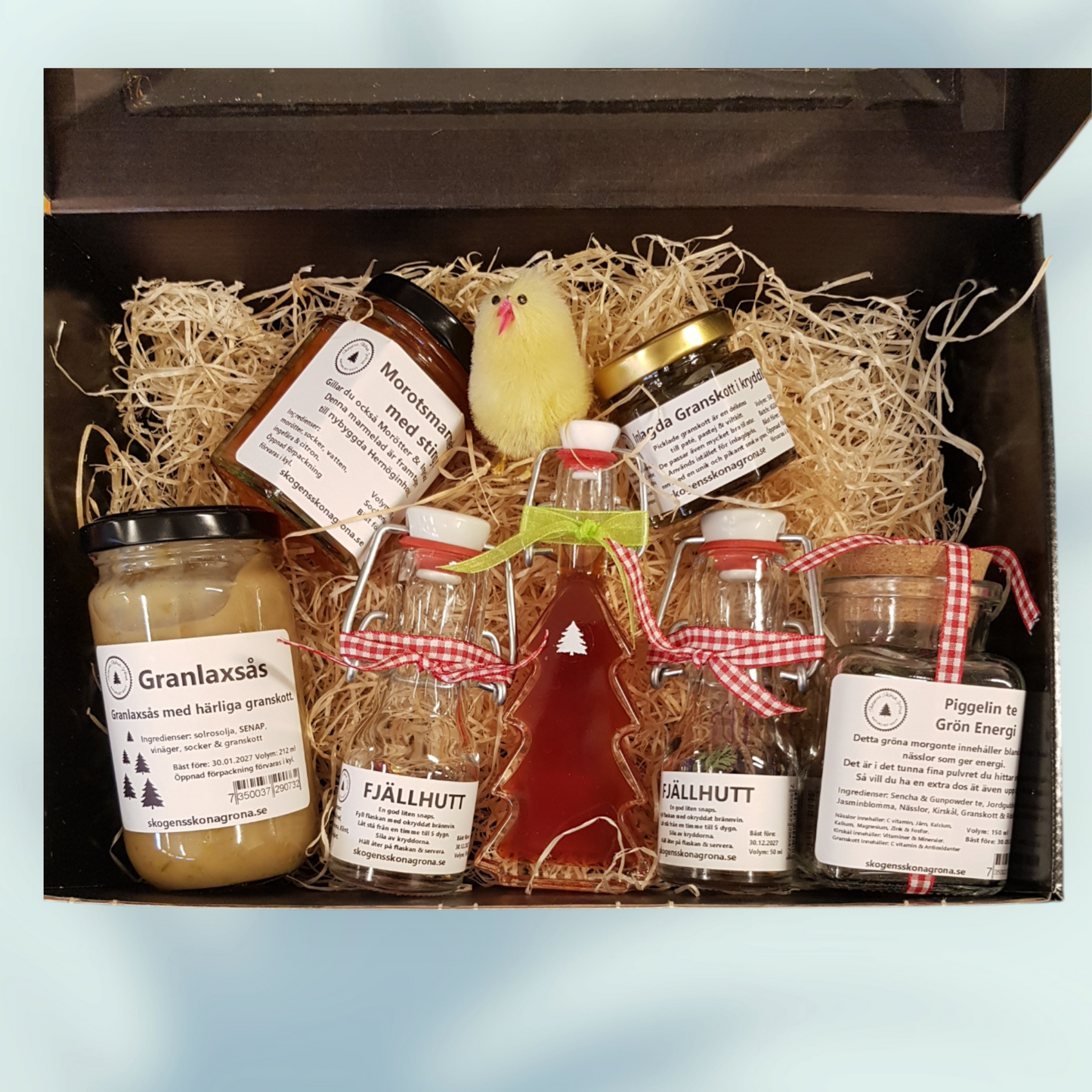 1 En Påskpresent låda med goda smaker ! Innehåller 7 produkter.