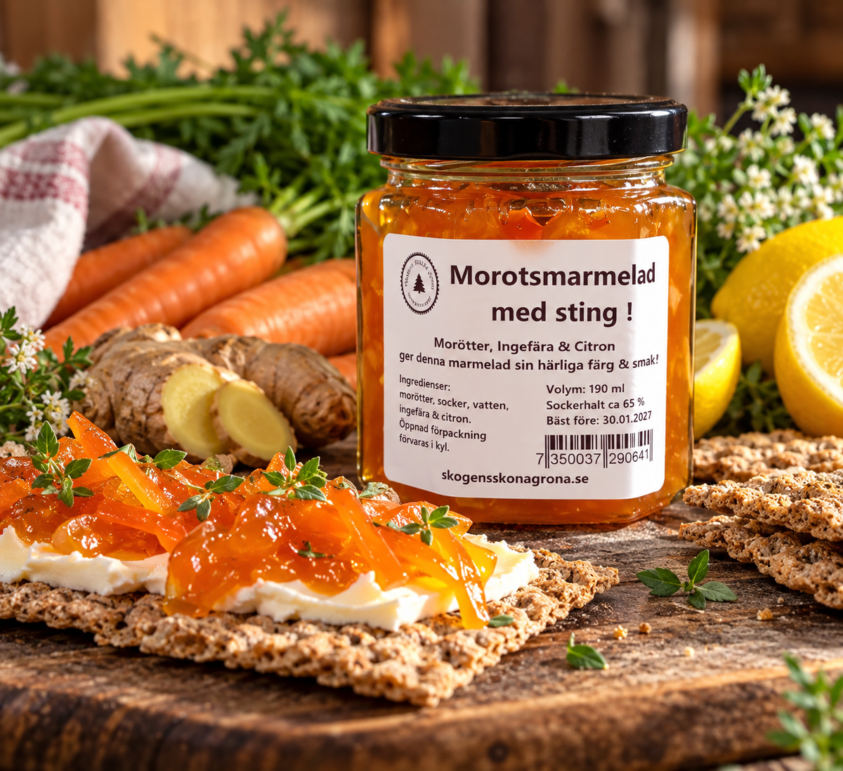 Morot och Ingefärs marmelad med Sting 190 ml.