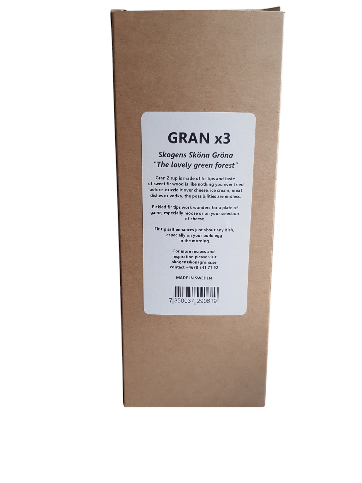 Gran i 3 smaker x 50 ml. Gran Zirup - Picklade granskott - Granskottssalt.